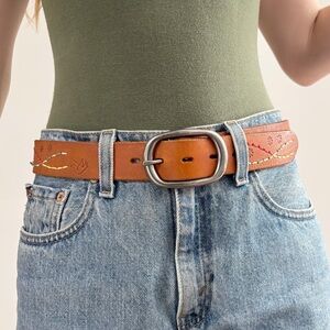 Bed Stü embossed retro brown leather belt